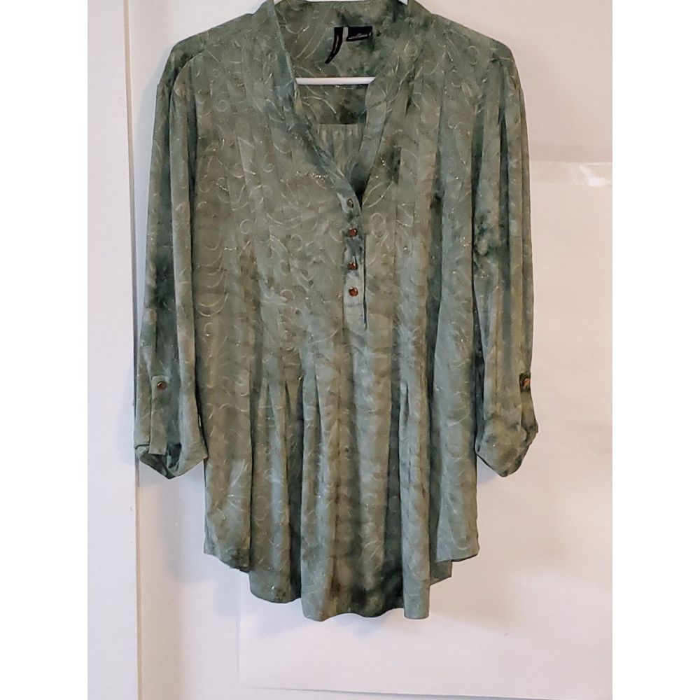 New Directions Womens Tunic Blouse Top Stretchy Studded Pullover Long Sleeves XL